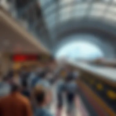 A bustling train station filled with passengers ready to travel
