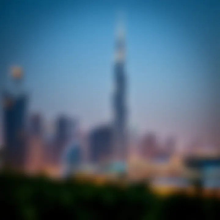 Dubai Skyline with Al Mansour Tower A panoramic view of Dubai's skyline featuring Al Mansour Tower