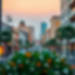 A panoramic view of Al Rigga showcasing its lively streets and modern architecture