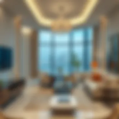 Interior of a luxury apartment in Al Roda Tower 2 featuring stylish decor