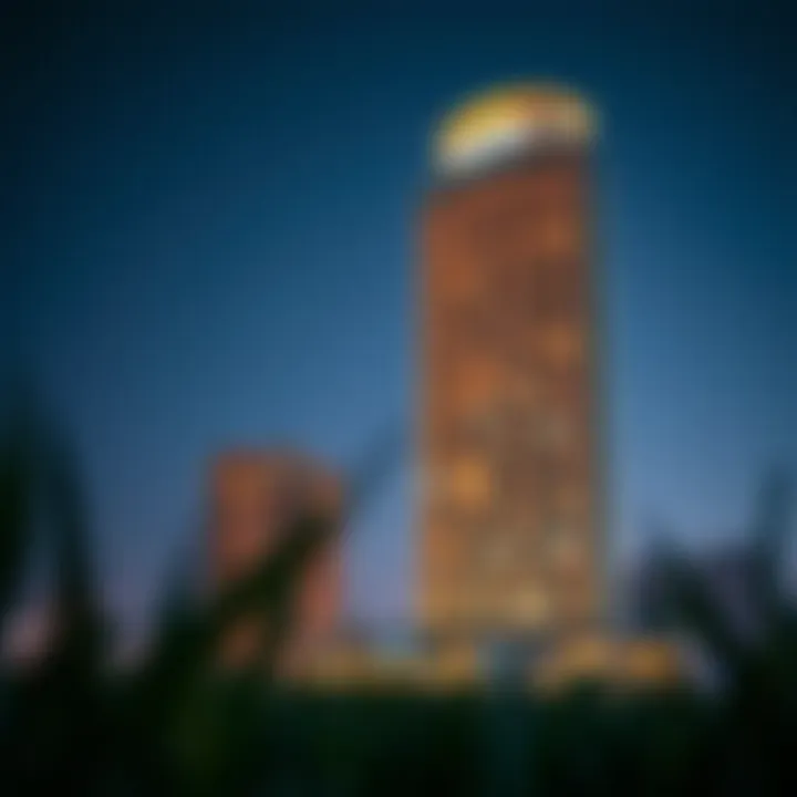 Night illumination of Al Roda Tower 2 highlighting its modern aesthetics
