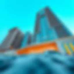 Stunning exterior view of Al Saqr Business Tower against a clear blue sky