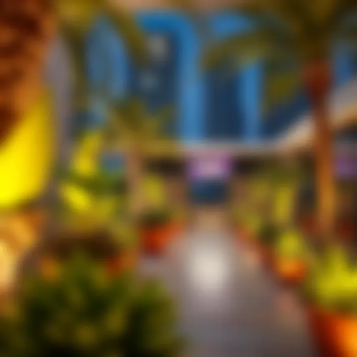 A vibrant aura garden showcasing lush greenery and unique plant arrangements enhancing urban living.