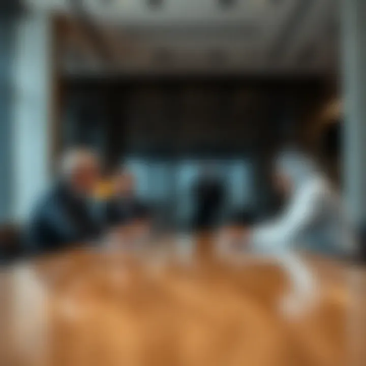 A professional meeting between brokers and investors discussing real estate opportunities in a modern office environment.