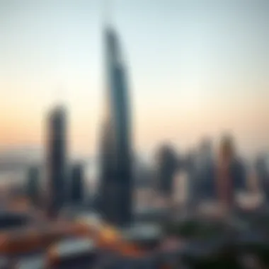 Boulevard Tower Amidst Dubai's Iconic Skyline Panoramic view of Dubai skyline including Boulevard Tower