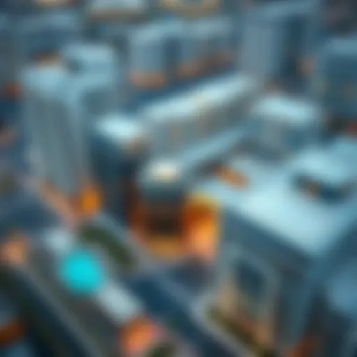 Aerial view of Bur Dubai Business Center showcasing modern architecture