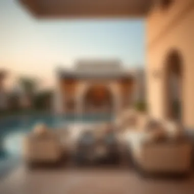 Chic Outdoor Lounge by the Pool Elegant outdoor lounge area beside a private pool