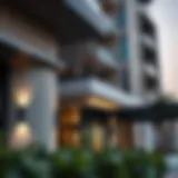 Architectural detail of Al Badaa Residences showcasing modern design