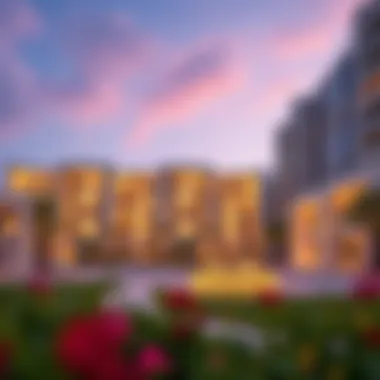 Architectural Marvel of Amalfi Stunning architectural view of the Amalfi project in Dubai showcasing modern design