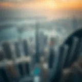 Aerial view of Dubai's commercial skyline with modern skyscrapers