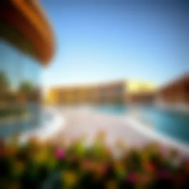 Architectural Elegance at Creek Beach A picturesque shot of the architectural designs surrounding Creek Beach, blending modern and natural elements.
