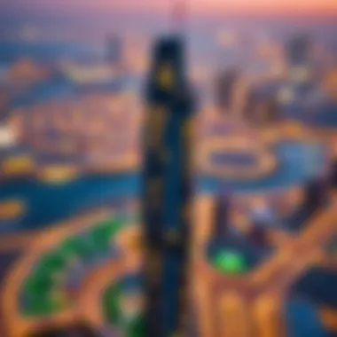 Vibrant Business Bay Landscape from Damac Business Tower Panoramic view of Business Bay surrounding Damac Business Tower