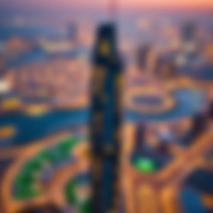Vibrant Business Bay Landscape from Damac Business Tower Panoramic view of Business Bay surrounding Damac Business Tower