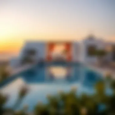 Santorini-Inspired Pool Retreat Stunning pool area reflecting the beauty of Santorini