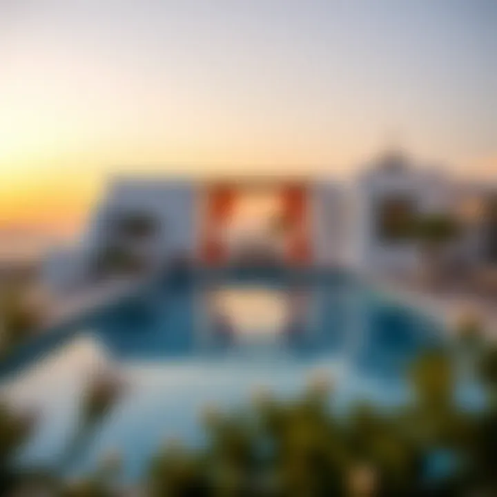Santorini-Inspired Pool Retreat Stunning pool area reflecting the beauty of Santorini