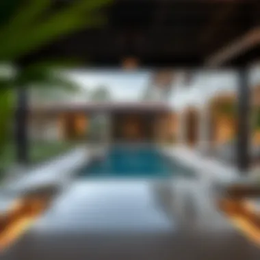 Outdoor Space of a Dubai Villa An intricately designed outdoor space of a Dubai villa with lush gardens and pool
