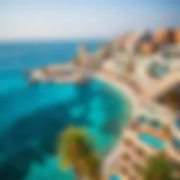 A stunning view of شاطئ جي بي ار with clear blue waters and luxurious beachfront properties