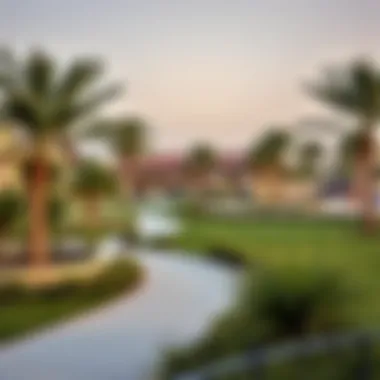 Community park in Jumeirah Park featuring recreational areas and walking paths