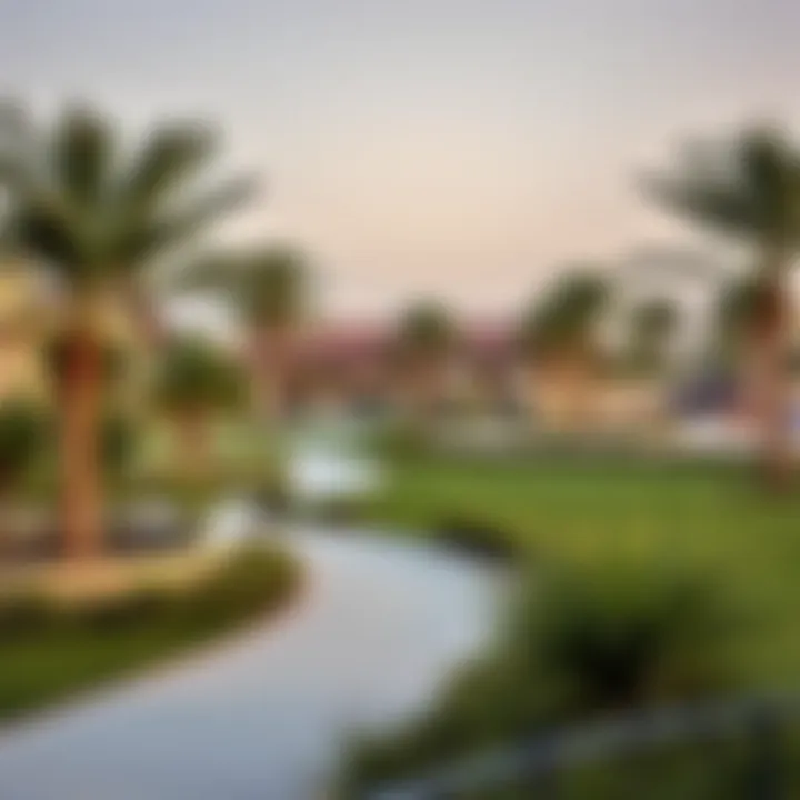 Community park in Jumeirah Park featuring recreational areas and walking paths