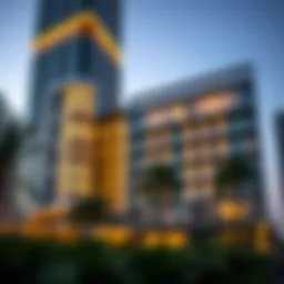 Stunning exterior view of Merano Tower showcasing its modern architectural design