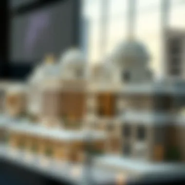 Architectural Models of New Developments A close-up of architectural models for upcoming projects in Dubai