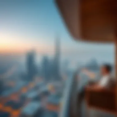 Breathtaking Dubai Skyline Views Panoramic view of Dubai skyline from Rise Residences balcony