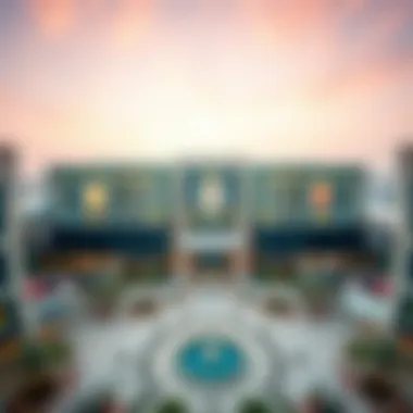 Aerial view of Al Manara Center showcasing its modern architecture