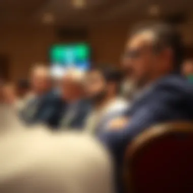 Engaged Bidders at Real Estate Auction Bidders engaged in an auction at a real estate event