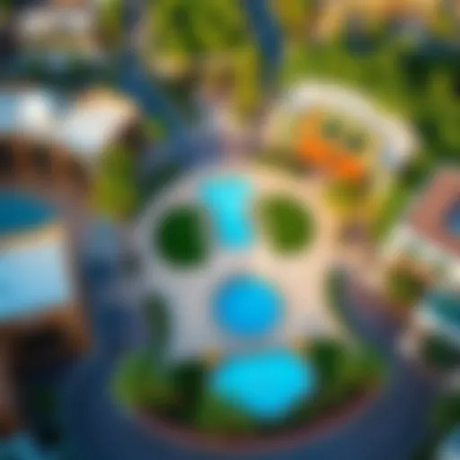 Aerial view of Town Square Dubai Park showcasing lush greenery and recreational areas.
