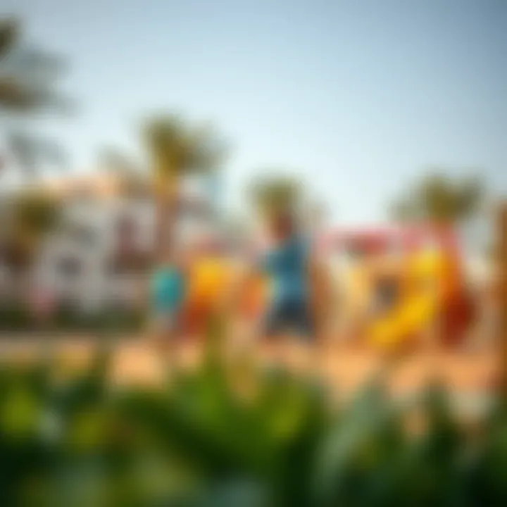 Children enjoying the playground facilities in Town Square Dubai Park.