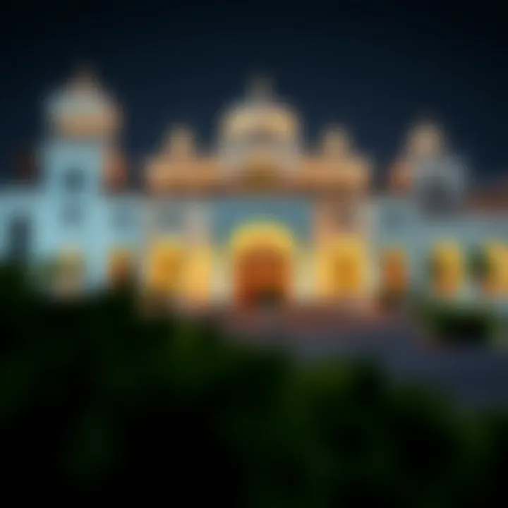 Enchanting Night View of the White Palace Night view of the White Palace illuminated with decorative lights