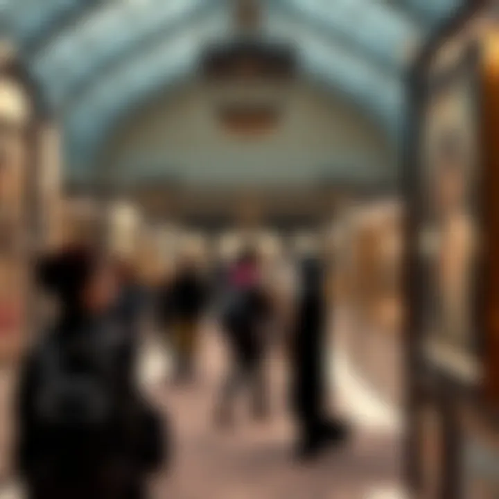 Visitors immersing in art and cultural exhibits at a winter art fair in Dubai.