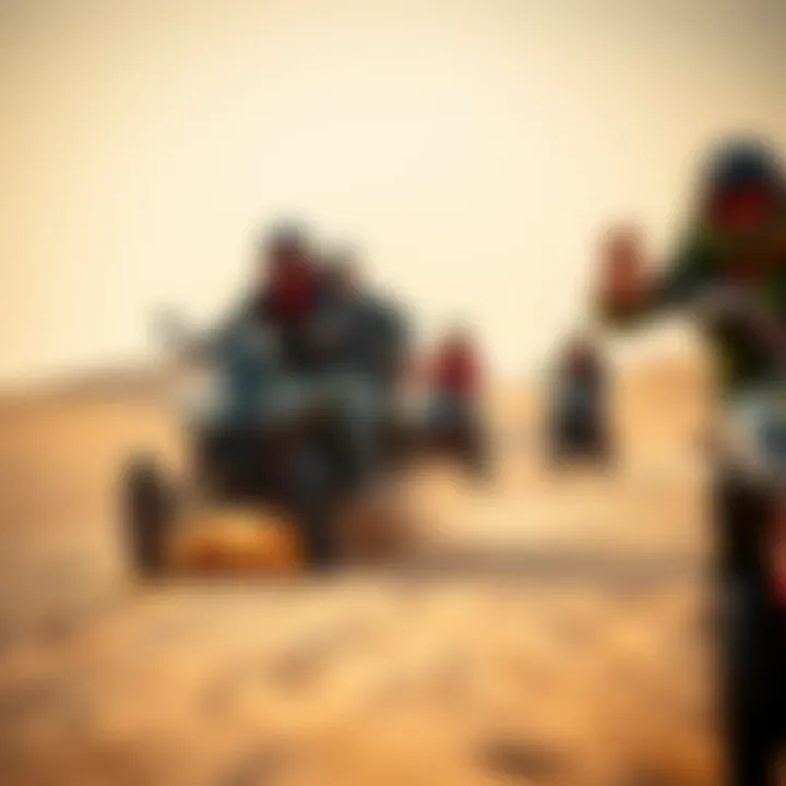 Outdoor adventure enthusiasts enjoying desert activities during winter in Dubai.