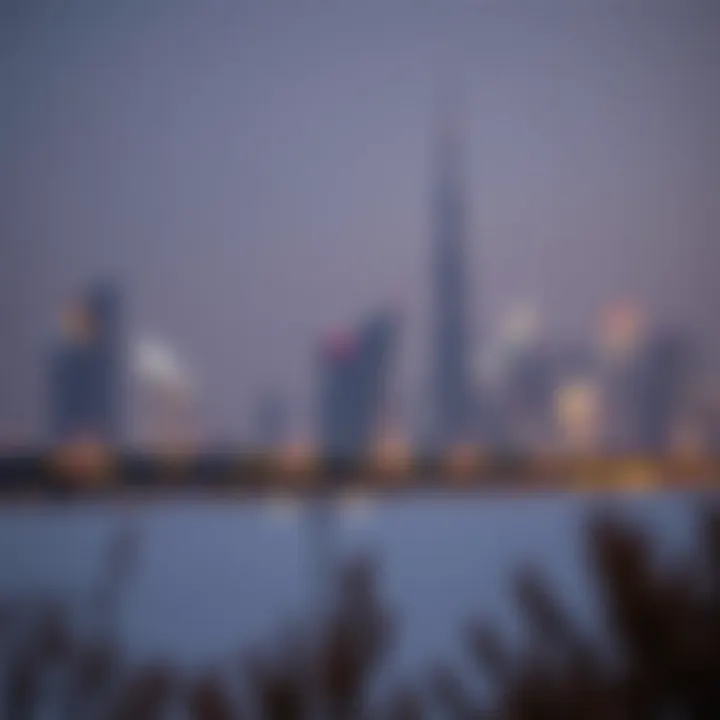 A tranquil scene of a winter evening in Dubai, highlighting the city's skyline.