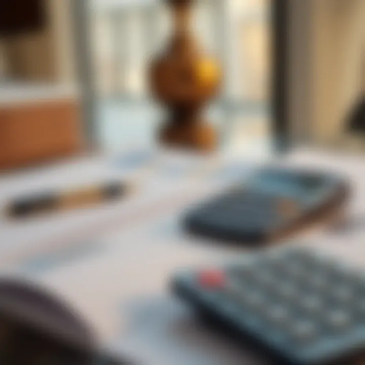 Calculator and financial documents on a desk