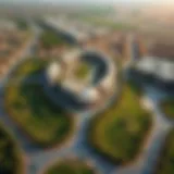Aerial view of Mira Estate showcasing its layout and greenery