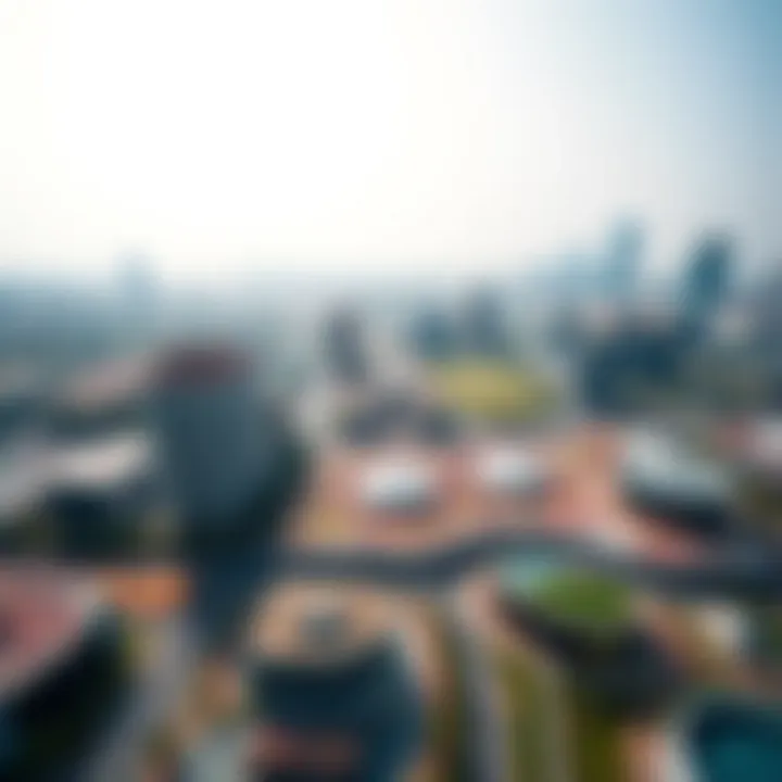 Aerial view of Motor City showcasing the layout and design