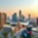 Panoramic view of International City showcasing diverse architectural styles