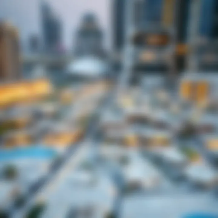 A detailed map highlighting various neighborhoods in Dubai