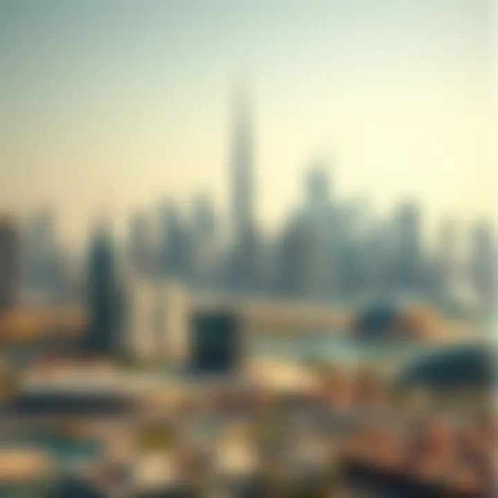 A panoramic view of Dubai's skyline featuring iconic skyscrapers