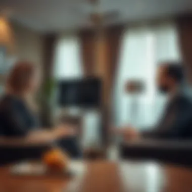 Negotiation Between Landlord and Tenant A calm negotiation scene between a landlord and tenant