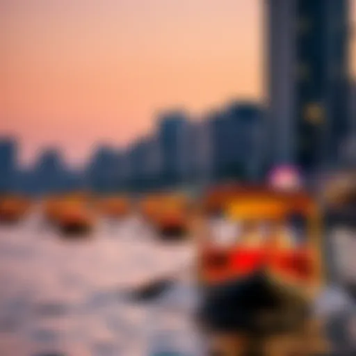 Scenic Abra Boats on Dubai Creek Scenic view of abra boats on Dubai Creek