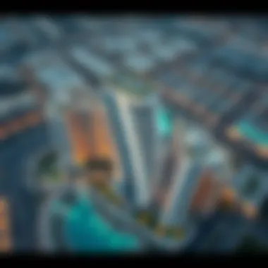 Aerial Perspective of Ritz Residence Aerial view of Ritz Residence and its surroundings in Dubai
