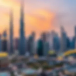 Skyline of Dubai showcasing iconic real estate developments